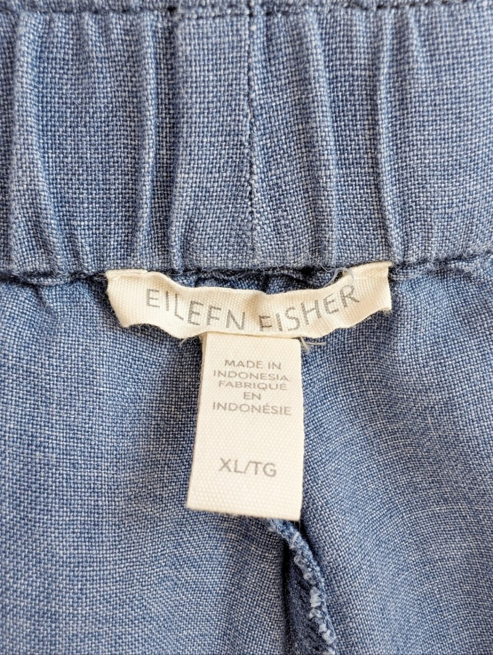 EILEEN FISHER Linen Lantern Pants Ankle Délavé Chambray Blue Wide XL - Picture 4 of 10